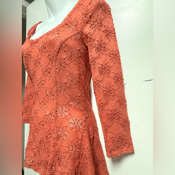 Free People Coral Lace Peplum Blouse - Picture 3 of 8